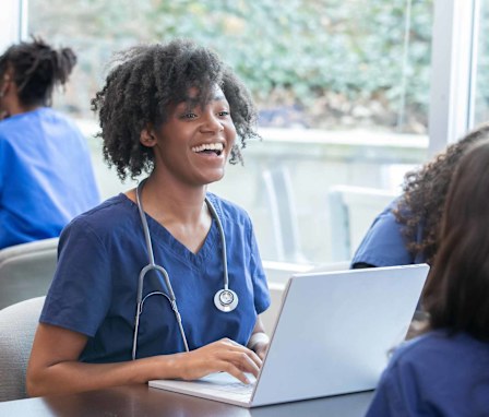 Nursing student on laptop
