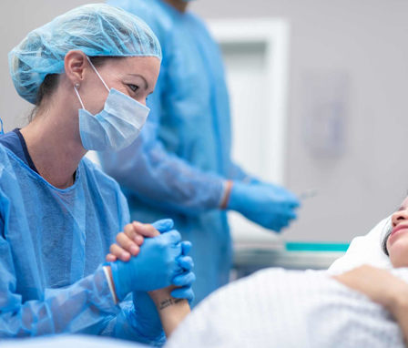 Labor and delivery nurse supporting patient