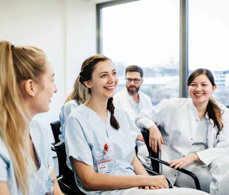 Nursing students smiling together